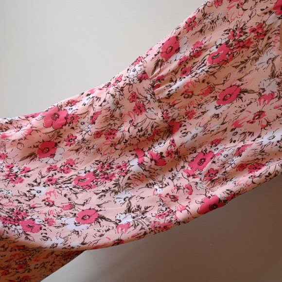 Vintage Ann Taylor Silk Crepe Cottagecore 90's Floral Spring Summer Dress - Picture 7 of 8